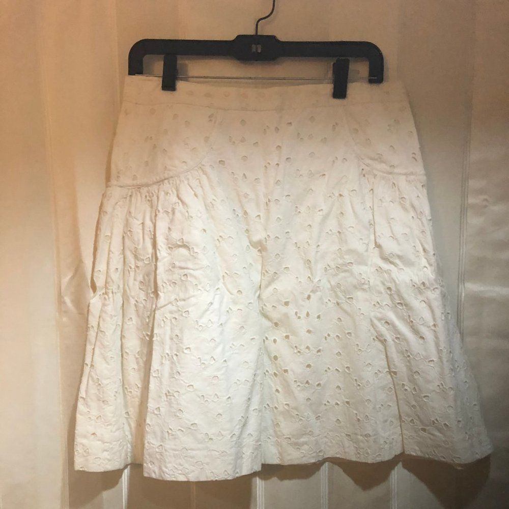 Diane Von Furstenberg White Eyelet Full Skirt